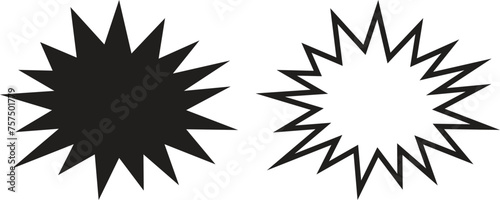 Bursting speech star icon in two styles isolated on white background . Vector illustration