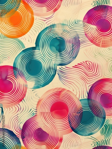 Colorful Abstract Geometric Background - Vivid abstract with a mix of patterns and circles in a bright color palette  promoting a sense of creativity and playfulness
