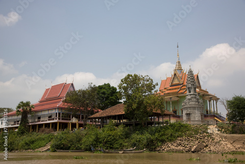Cambodia Phnom Penh Wat Batambang on a sunny autumn day.