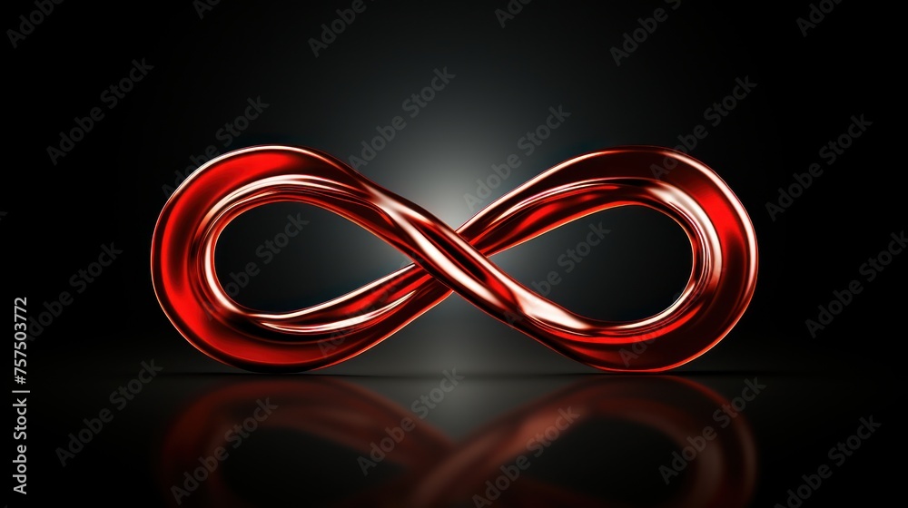 Red metal object standing out against a dark black background Red metal object standing out against a dark black background