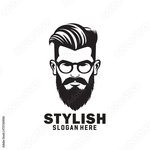 Black and white barber shop hair salon logo design for hairstylist.