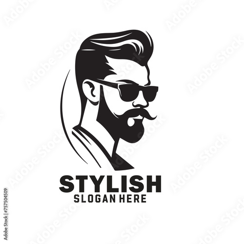 Black and white barber shop hair salon logo design for hairstylist.