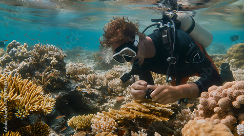 A Marine Biologist Monitoring and assessing the health of marine ecosystems, including coral reefs, coastal wetlands, and deep-sea environments