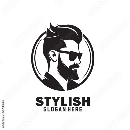 Black and white barber shop hair salon logo design for hairstylist.
