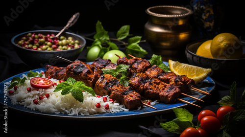 persian Chelo Kebab, Delicious and sumptuous сreated with Generative Ai