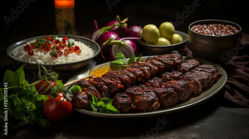 persian Chelo Kebab, Delicious and sumptuous сreated with Generative Ai