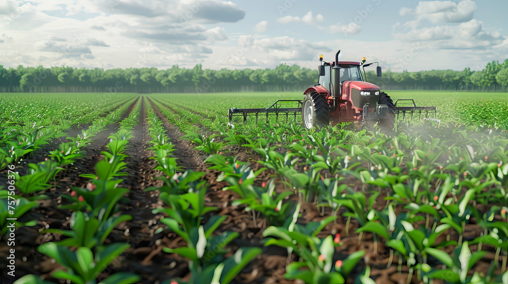 tractor Taking care of the Crop. tractor Taking care of the Crop.
