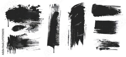 Set of paint brush stroke, ink splatter and artistic design elements. Dirty watercolor texture, box, frame, grunge background, splash or creative shape for social media. Abstract drawing.