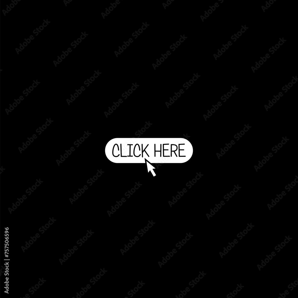 Click here button icon isolated on dark background