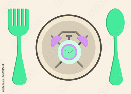 Clock on plate for fasting illustration