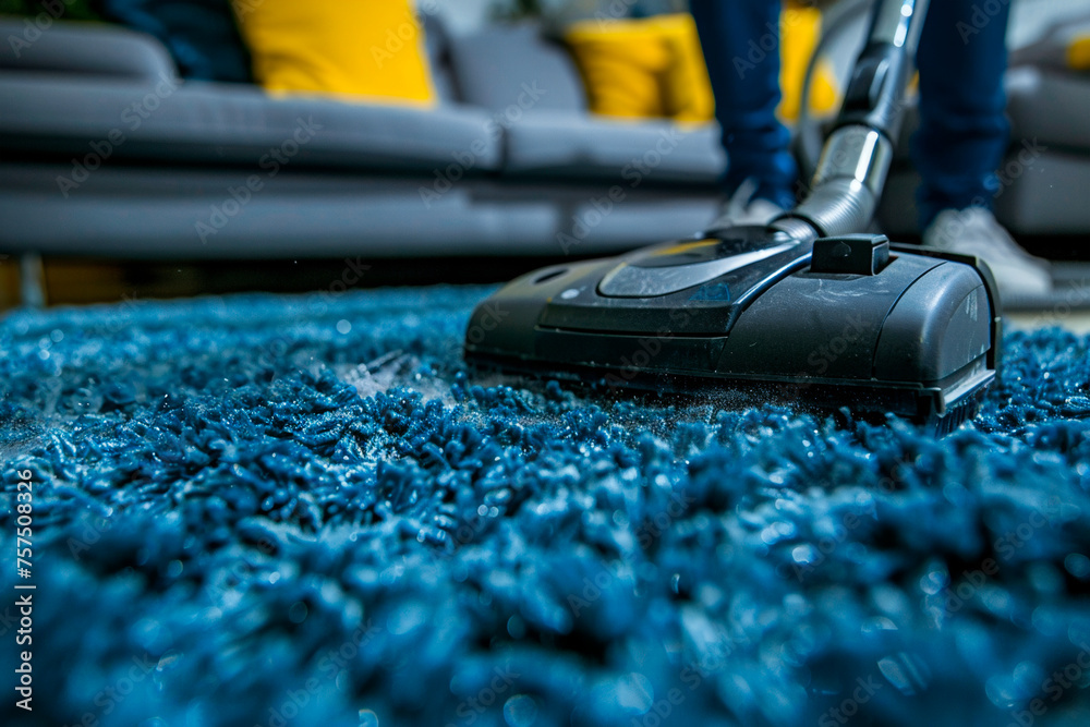 Vacuum cleaner nozzle cleans carpet	
