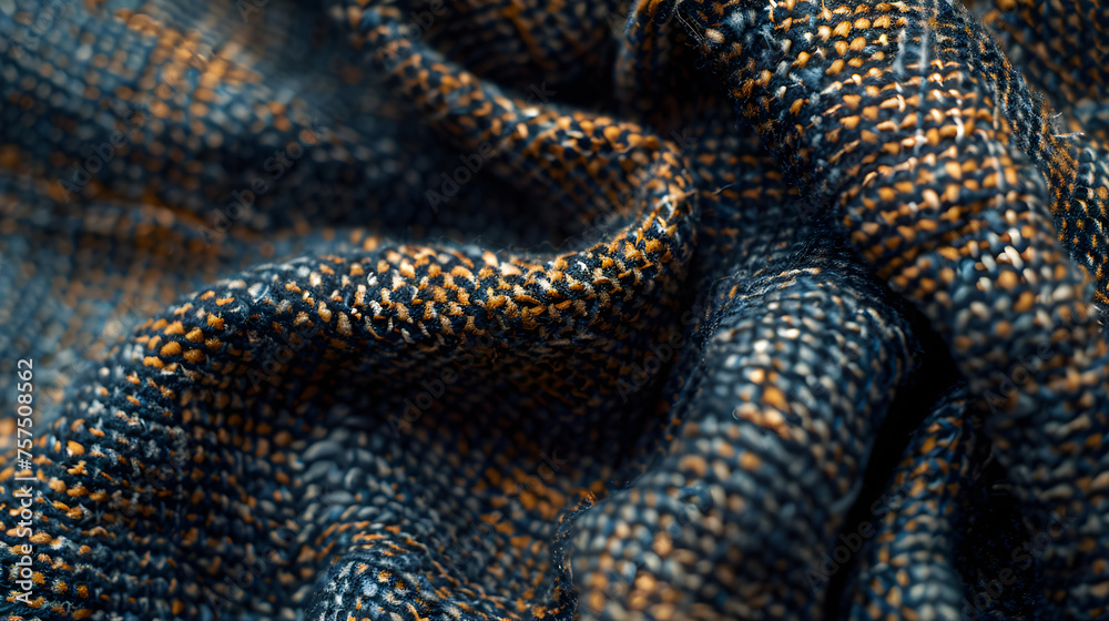 Macro shot of denim fabric showing intricate weave pattern and texture in detail Macro shot of denim fabric showing intricate weave pattern and texture in detail