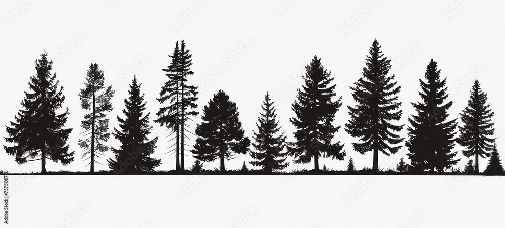 Fototapeta premium tree silhouettes on white background. illustration.
