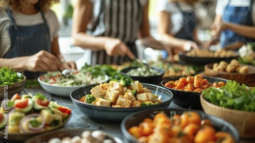 International cuisine cooking class with chefs from different countries, celebrating cultural diversity.