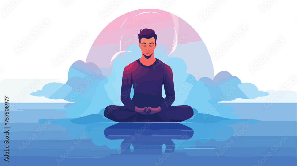 Flat icon A person meditating in a lotus pose with