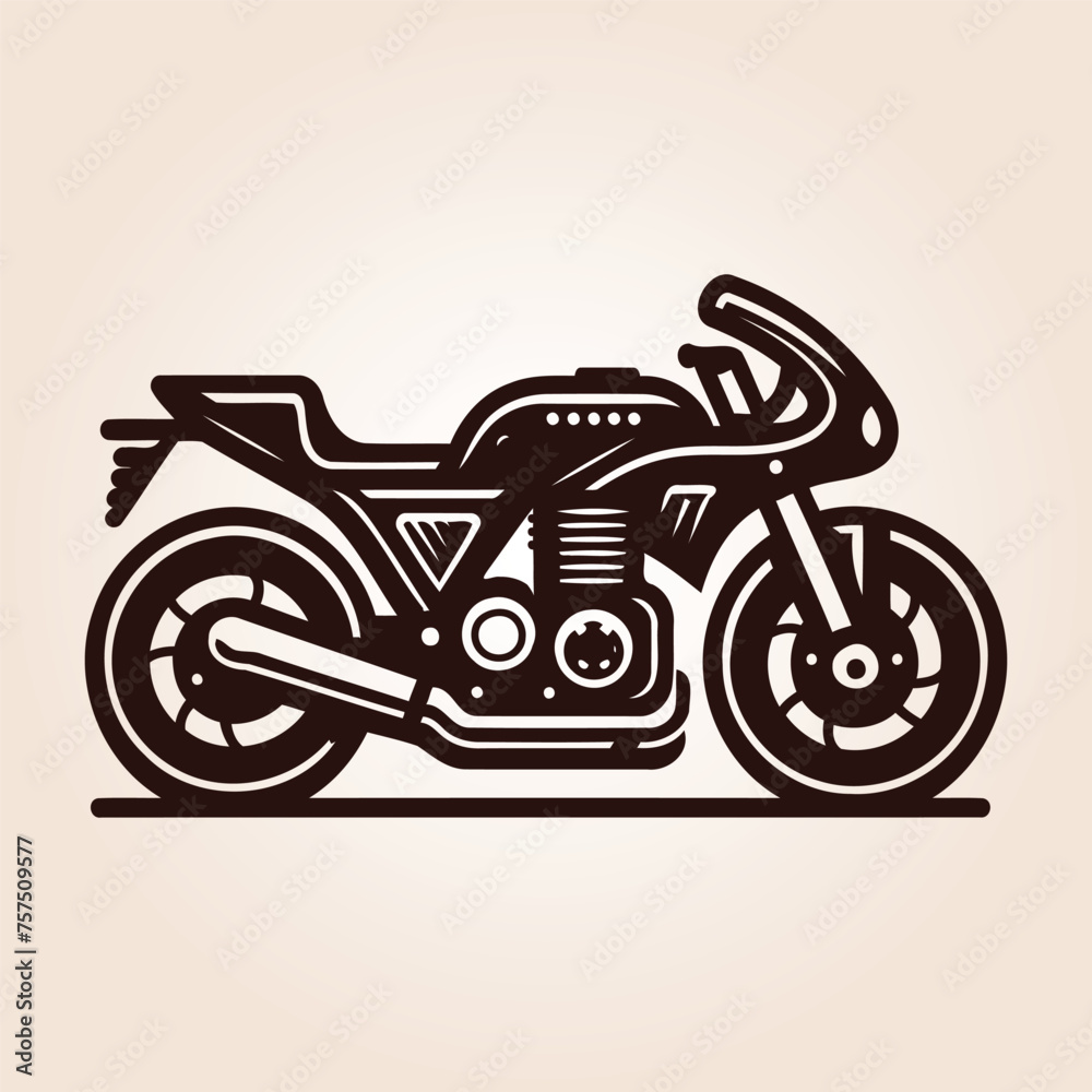 Fototapeta premium Motorcyclist on sport motorcycle - racing sports bike silhouette, Sportbike motorcycle flat vector icon.