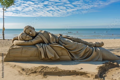 Beachside sand sculptures