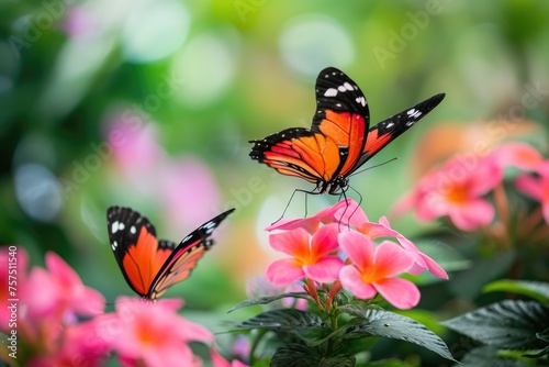 Butterflies flutter in a vibrant garden photography