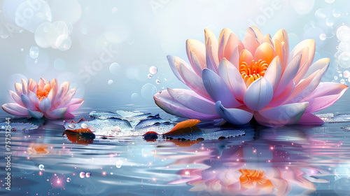  Lotus Flower For Vesak Day Buddhist Celebration Water Lily Flowers Abstract Copy Space © KAI