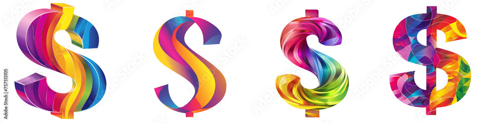 Dollar Symbol with colorful gradients, Logo design, Dollar Sign, isolated on a transparent background Dollar Symbol with colorful gradients, Logo design, Dollar Sign, isolated on a transparent background