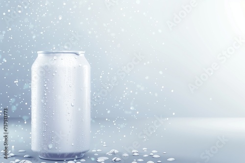 Aluminum white soda can mock-up isolated on soft gray background.
