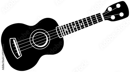 ukulele illustration music silhouette instrument logo acoustic icon guitar outline musician play accoustic song guitarist person rock concert strings shape sound string player for vector graphic
