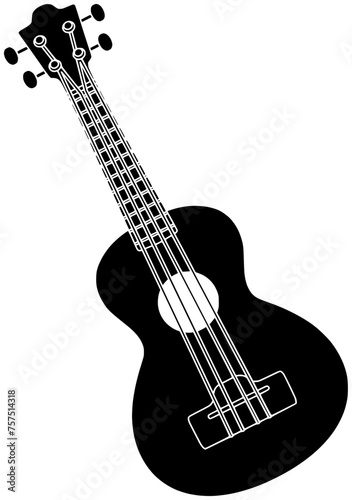 ukulele illustration music silhouette instrument logo acoustic icon guitar outline musician play accoustic song guitarist person rock concert strings shape sound string player for vector graphic