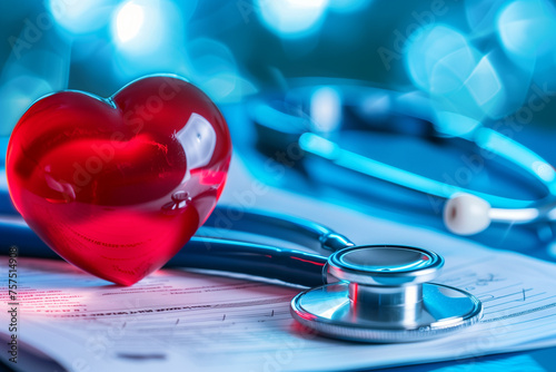 stethoscope with love heart on the laptop