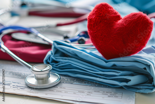 stethoscope with love heart on the laptop