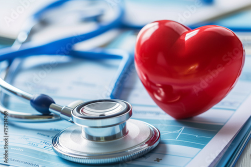 stethoscope with love heart on the laptop