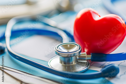 stethoscope with love heart on the laptop