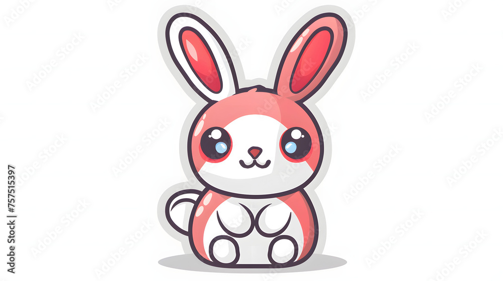 Lovely red and white bunny standing with big eyes, illustrating innocence, purity, and gentleness