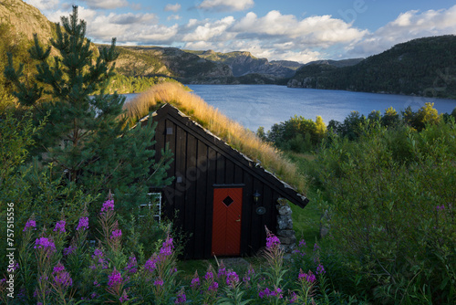 Hütte am Refsvatenet, Lysfjord, Rogaland, Norwegen photo