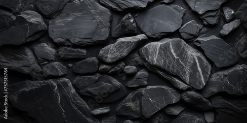 Dark grey black slate background. Black stone texture. Slate background сreated with Generative Ai
