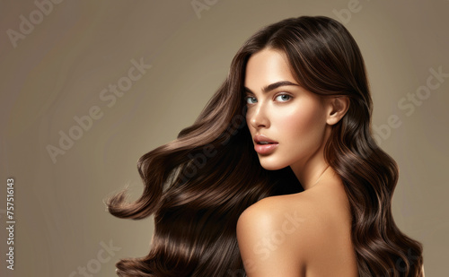 Beautiful Woman Hair Product Model, Advertising Concept, Beautiful and Healthy Hair