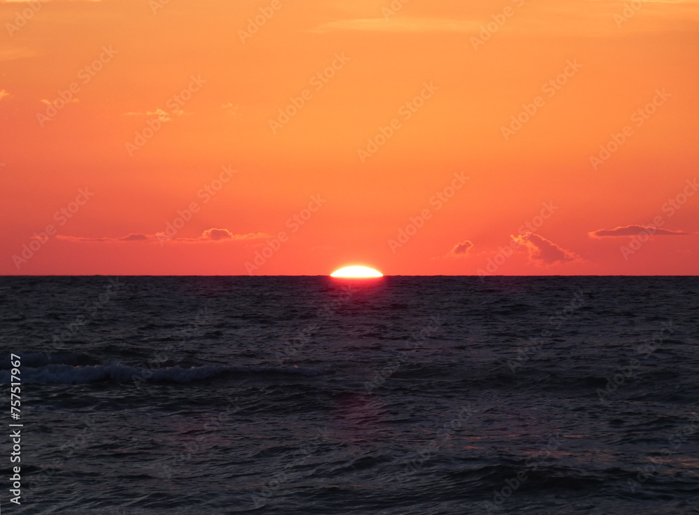 Wonderful sunset on the beach in Warnemünde