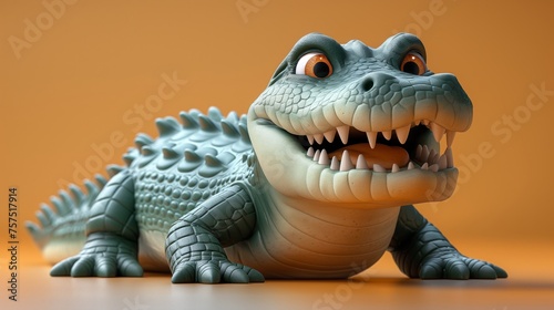 3D animal crocodile on a plain background. Generative AI © Dzmitry