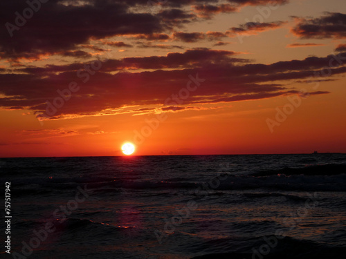 Wonderful sunset on the beach in Warnemünde