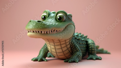 3D animal crocodile on a plain background. Generative AI