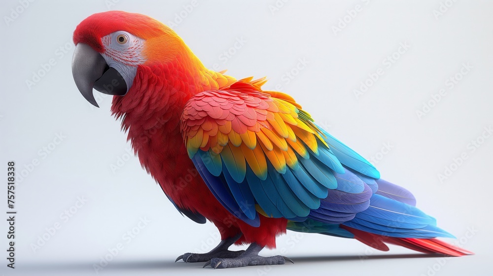 3d animal parrot on a plain background. Generative AI