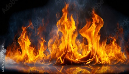 Fiery Motion: Isolated Image of Vibrant and Dynamic Fire Flames