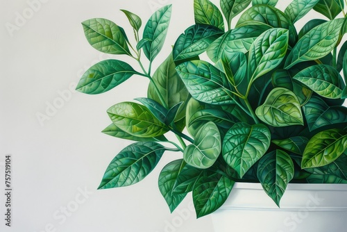 Close-up photo of a lush green houseplant in a ceramic pot, showcasing detailed leaves with vibrant veins and natural patterns. Perfect for plant lovers and home decor enthusiasts