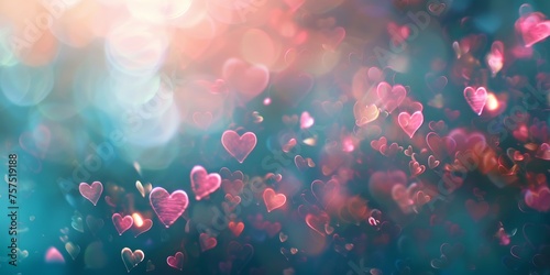 Abstract bokeh background banner with hearts for Father's day. Valentines day or Appreciation theme with heart  © Kate Simon