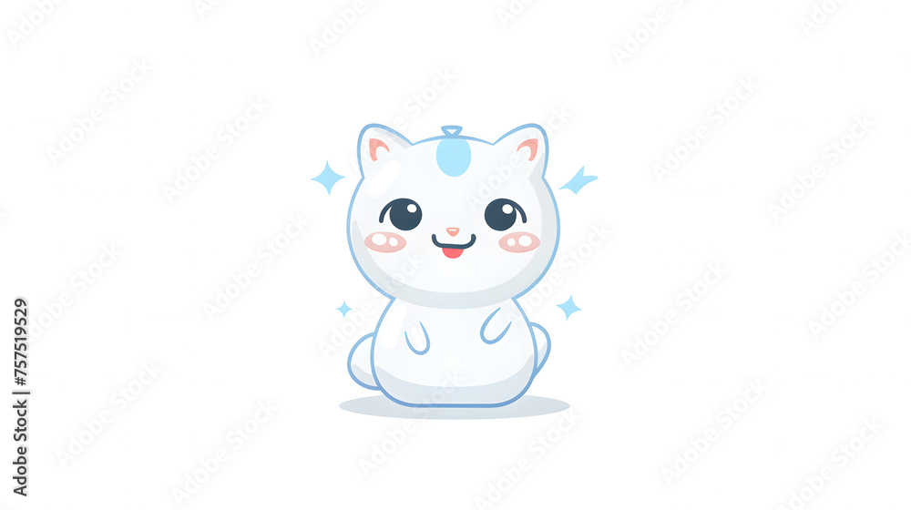 This inviting cat character has a sparkling body with blue tones, exuding a magical and dreamlike quality This inviting cat character has a sparkling body with blue tones, exuding a magical and dreamlike quality