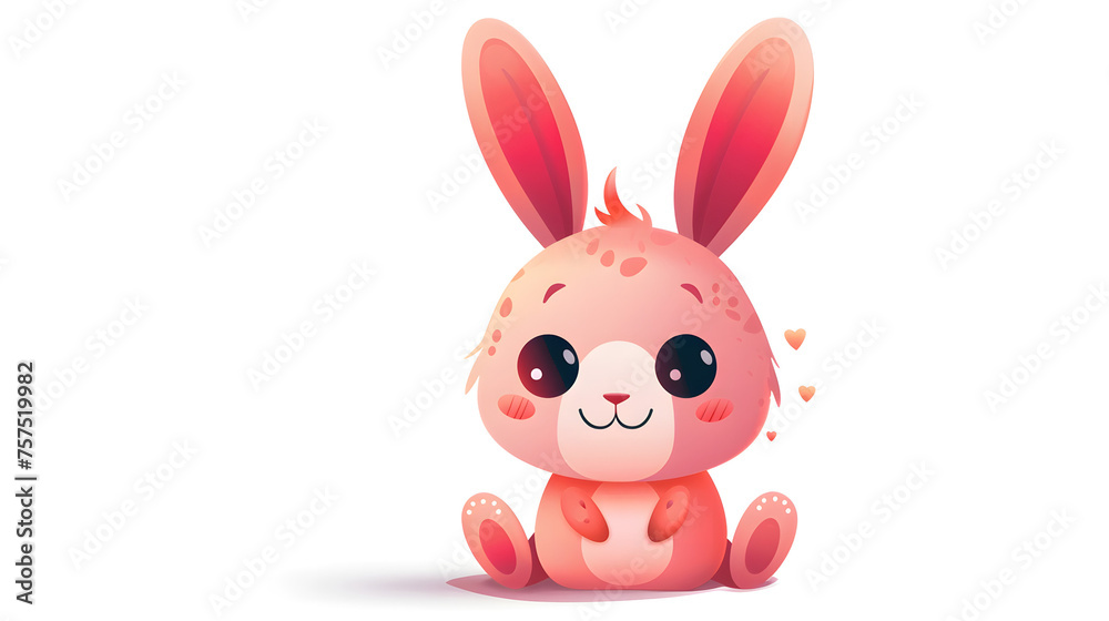 This image showcases a cute pink cartoon rabbit with hearts, creating a warm and loving atmosphere This image showcases a cute pink cartoon rabbit with hearts, creating a warm and loving atmosphere