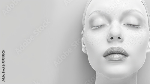 Beautiful fashion model woman mannequin with closed eyes. Fashion portrait isolated on white background	