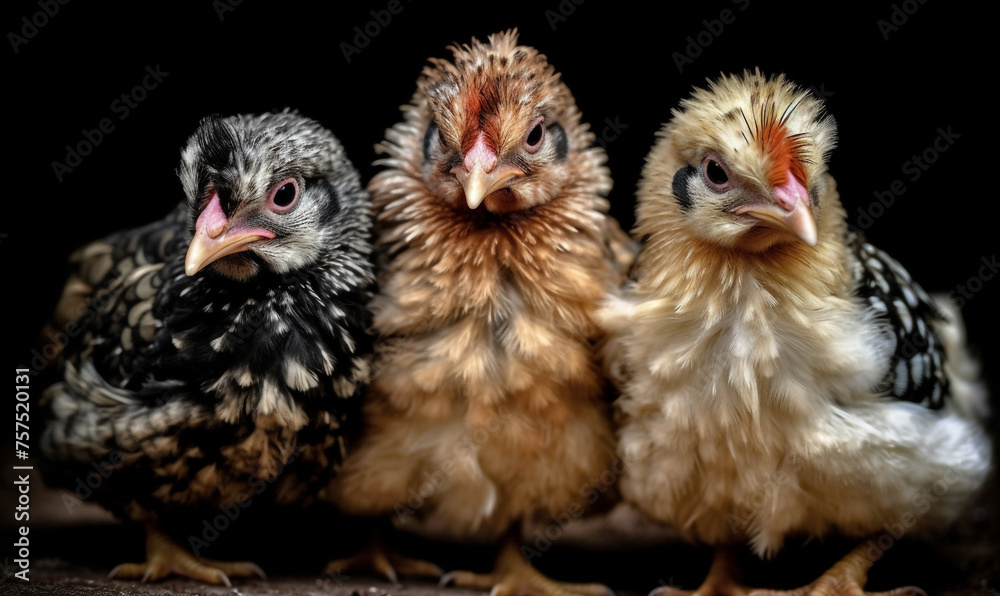 Fototapeta premium Bantam Chickens сreated with Generative Ai