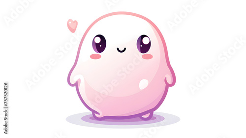 A cute pink ghostly character with a floating heart to depict love and affection in a playful manner