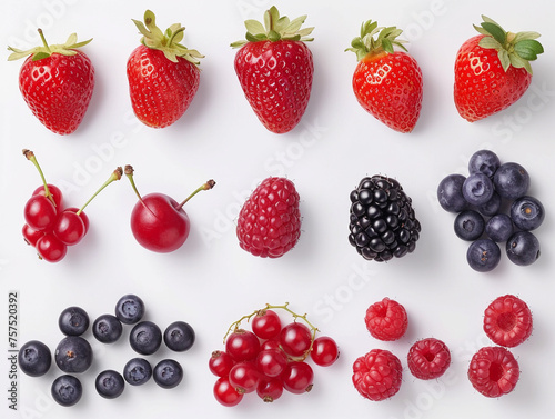 Assorted Fresh Berries on White Background