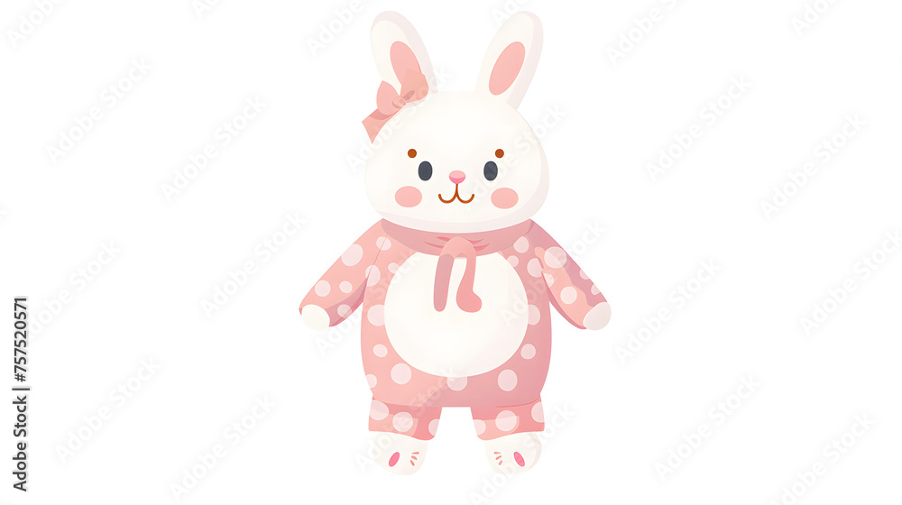 This lovable white bunny plushie sports playful polka-dot pajamas and exudes warmth and comfort, perfect for children
